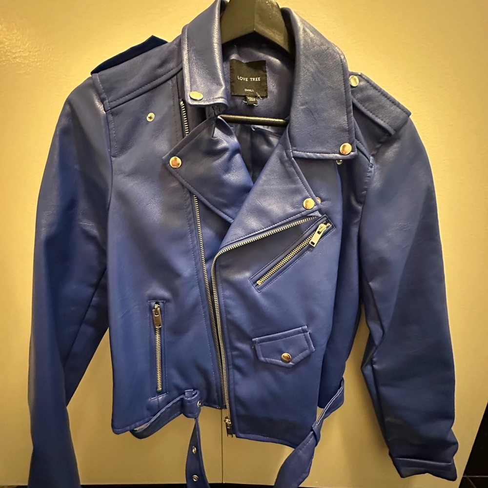 Love Tree Men's Bold Blue Moto Jacket